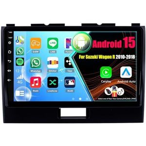Android 15 Autoradio Voor Suzuki Wagon R 2010-2018 met Draadloze Carplay Android Auto, 9 Inch Autoscherm Soporta Bluetooth WIFI GPS FM/RDS(8Core(2+32GB))