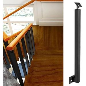 Vloermontage trapbaluster, trapleuningen, balusterpalen, leuningen voor binnen, buiten, kleuterschool, gang, zwarte leuning, complete kits 1 stuk (maat: 95 cm)