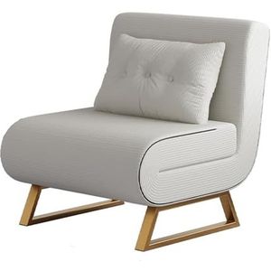 Converteerbare stoelbedslaper, 3-in-1 slaapbankstoel met afneembaar kussen, rugverstelling op 5 niveaus, converteerbaar stoelbed voor woonkamer, slaapkamer, kleine ruimtes(Color:White B,Size:70cm)