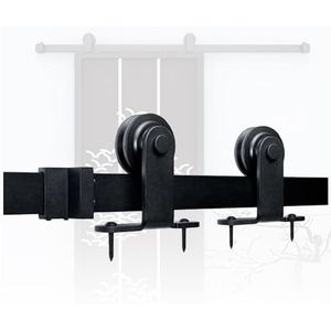 Heavy Duty Schuurdeurbeslagset, Push-pull Deurschuifrail, Topgemonteerde Deurbeslag For Enkele Deur, Eenvoudige Installatie Van Slaapkamerbadkamer (Color : Black, Size : 98.4"" Track (Single Door))