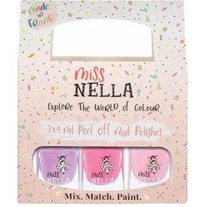 Miss Nella Bubble Gum, Pink A Boo, Cheeky Bunny Glitter nagellak op waterbasis, formule Peel Off