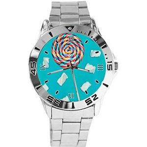 Kleurrijke Candy Design Analoge Polshorloge Quartz Zilveren Wijzerplaat Klassieke Roestvrij Stalen Band Dames Heren Horloge