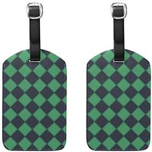 Bagage Labels,Kerst groene geometrische bagageruimte Tags Travel Tags Koffer Accessoires 2 Stuks Set