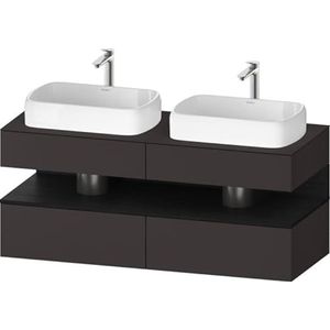 Duravit Qatego console badmeubel, 2 uittrekelementen, 2 laden, 2 uitsparingen, 1400x550x600mm, nis eiken zwart, QA4767016, Kleur: grafietmetaal