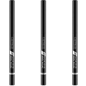 Catrice Inside Eye Khol Kajal, zwart, kajalstift nr. 010 Black Is The New Black, 3-pack (3 x 0,3 g), houtskool, make-up