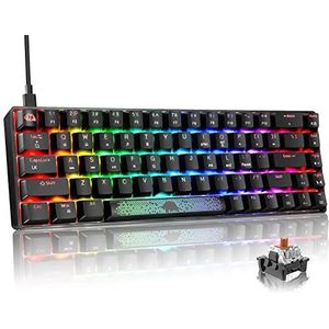 60% mechanisch gaming-toetsenbord, mini draagbaar, met RGB-achtergrondverlichting, compact, 68 toetsen, anti-ghosting regenboog, achtergrondverlichting, ergonomische draad, USB C, waterdicht,