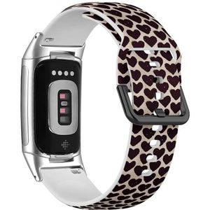 RYANUKA Sport-zachte band compatibel met Fitbit Charge 5 / Fitbit Charge 6 (hart tekenen) siliconen armband accessoire, Siliconen, Geen edelsteen