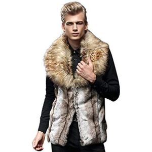Huixin Nep bont vest mannen mannen bont vest mannen kleding jas faux winter jas mouwloos dik warm bont vest jassen bovenkleding, kaki, L