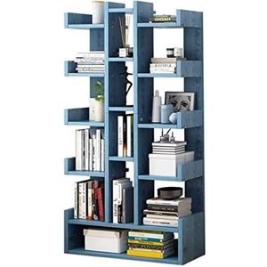 Boekenkast Boekenplank 16 Tiers Boekenplank Vloer Huishouden Eenvoudige Plank Eenvoudige Moderne Studenten Boekenkast Kantoor Kast Boek Planken Opslagplank Opbergkast ( Color : Blue , Size : 54*19*141