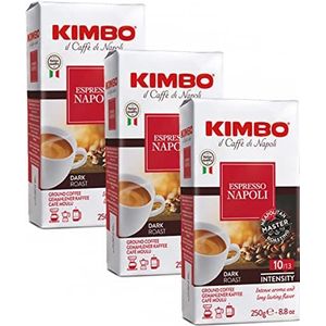 KIMBO espresso napoletano, 250g gemalen, verpakking van 3