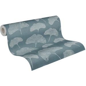 behang bloemen blauw, wit en zilver 53 cm x 10.05 m - van Sanders & Sanders