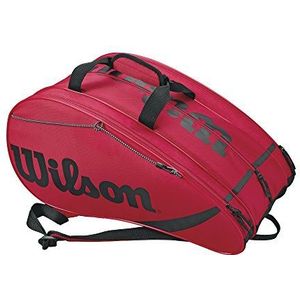 Wilson Unisex Padel Bag, Rak Pak, tot 6 rackets, kan worden gebruikt als rugzak, rood/zwart, WRZ618100