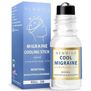 Cool Menthol Migraine Roll on Stick - Natural Fast Cooling Peppermint Eucalyptus Aromatherapy Essential Oils For Headache - Perfect Selfcare gift stocking stuffers - Made in USA