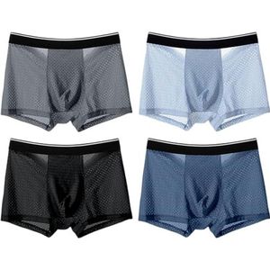 GYIOS Mens Boxers Mens Boxers 4 Pack Mens Underwear Ice Silk Mesh Breathable Comfortable Men Boxer Briefs-3xl-4 Colors