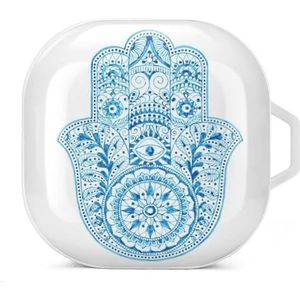 Hamsa Hand Oordopjes Hoesje Compatibel met Samsung Hard Shell Beschermhoes Wit-Stijl