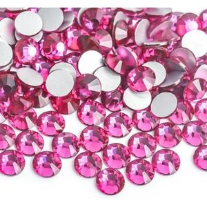 Lichtroze/Roos/Fuchsia/Roos Glazen 3D Nail Art Strass Steentjes SS3~SS34 Kristallen Nagels Non HotFix Decoraties-Fuchsia-SS3 1440 stuks