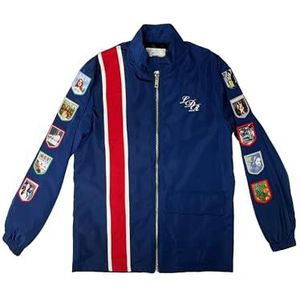 A&M Express Stijlvolle Lana Cotton Navy Blue Racing Album Jacket - Unisex Patchwork Lightweigh Racer LDR Jacket, Donkerblauw, XS
