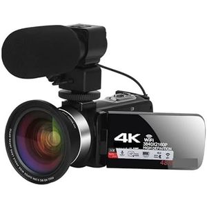 Videocamera Vlogcamera Recorder UHD 4K Vlog Video Camera's Live Streaming Webcam Outdoor Digitale Camcorder Draagbare Blogger Recorder 18X(128G SD Card,NA-U600-LT)