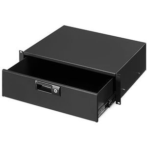 kwmobile afsluitbare stalen lade serverkast - 3U - Voor 19"" serverkast - Met sleutel - Zwart