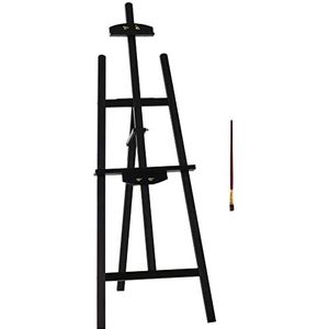 HOMCOM ezel schildersdoek studio schildersezel 90° instelbaar met beugel grenenhout zwart 51,5 x 71,5 x 134,5 cm