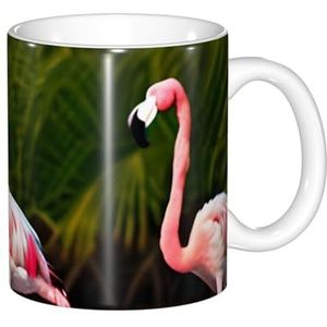 SSIMOO Twee flamingo's nieuwigheid keramische koffiemok - eigenzinnige en leuke geschenkdoos set, gepersonaliseerde en schattige mok, beker