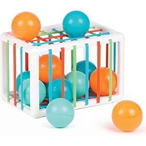 Ludi - kubus voor het hanteren – inbouwset voor baby's – 1 kubus en 12 kleine ballen – vanaf 10 maanden