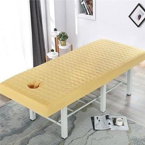 Katoenen Beauty Bed Cover Wasbare Massage Bed Cover Met Gezichtsgat, Zachte Wasbare SPA Massagetafel Gezichtshanddoek Geschikt For Salons SPA En Therapeuten(Egg Yellow,70x190cm)