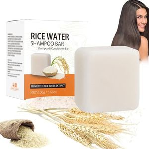 Rijstwater Shampoo Bar, Rijst Shampoo Bar, Hydraterende & Moisturizing Natural Hair Soap, Shampoo & Conditioner Bar, Voor Beschadigd, Dunner Wordend Haar (1 St)