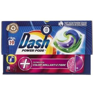 Dash Power Pods wasmiddel in capsules, 19 wasbeurten, technologie met heldere kleuren en vezels, beschermt het haar, effectief ook bij kou en in korte cycli