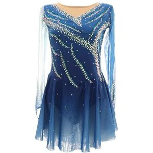 Meisjes Kunstschaatsjurk, Vrouwen Glanzende Handgemaakte IJsschaatsjurk for Wedstrijd, Aanpasbaar(4XL)