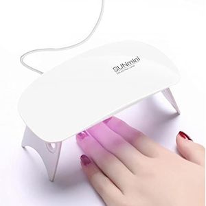 BAQI Mini UV LED-nagellamp, draagbare 6W USB-nageldroger, Polish Curing LED Manicure Tool, Gel Light Mouse Shape Pocket Nail Art Tool voor thuis- en salongebruik, wit