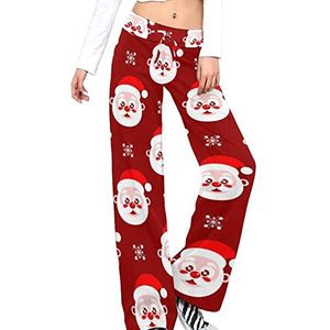 Kerstman Patroon Vrouwen Broek Casual Broek Elastische Taille Lounge Broek Lange Yoga Broek Rechte Been