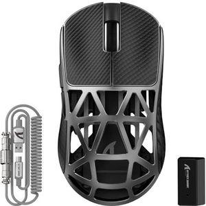 ATTACK SHARK R2PRO 45g Superlight muis van magnesiumlegering, PixArt PAW3950-sensor, 42000 dpi, 8000 Hz draadloze queryfrequentie, 2,4 G/BT/bekabelde gaming-muis G502, met spiraalkabel, PC/Mac, grijs