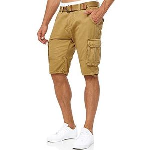 Indicode Heren Monroe Cargo Shorts | Korte broek met riem Amber XL