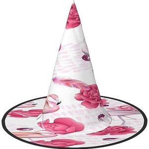 ASEELO Heksenhoed roze flamingo's Halloween heksen hoed voor Halloween kostuum carnaval accessoire