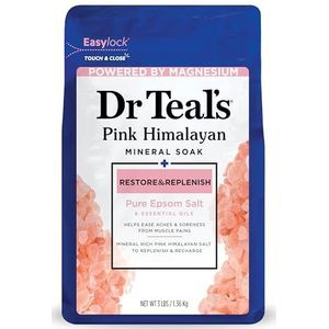 Dr Teal's Restore & Replenish Pure Epsom Salt & Essential Oils Pink Himalayan Mineral Soak 48 oz