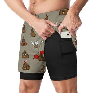 Grappige Shit Emoticons Grappige Zwembroek met Compressie Liner & Pocket Voor Mannen Board Zwemmen Sport Shorts