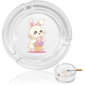 Kawaii Ice Cream Bunny Konijn Glazen Asbak Ronde Sigaretten Asbak Herbruikbare Asbak Houders voor Buiten Thuiskantoor