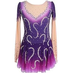 Purper,11/13,PONNYC Schaatsjurk Met Lange Mouwen Voor Meisjes Kunstschaats Rokken Met Kleurverloop Flash Diamond Ritmische Gymnastiek Pakjes Gymnastiek Wedstrijd Kostuums Voor Dames