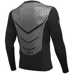 AMZSPORT Heren compressieshirt lange mouwen functionele shirts basislaag, zilver, S