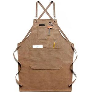 HTYHZIMS Schort Gereedschapshouder Barista Milk Tea Shop Denim Schort Mannen Huisdier Barber Shop Nail Salon, Reddish Brown, Eén maat