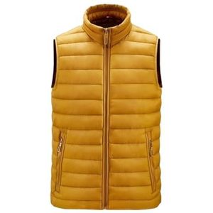 Winter Mouwloos Jas Heren Puffervest Bovenkleding Mouwloos Jack Met Rits, Gewatteerde Vesten Met Zakken Mouwloos Vest Warme(Yellow,XL)