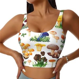 Japanse Schilderen Paddestoel Print Casual Wear Vrouwen Sport Vest Yoga Vest Workout Vest Voor Vrouwen Lichtgewicht Trendy, Zwart, S