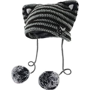 Womens Grunge Beanies Crochet Knitted Hats,Fairy Grunge Crochet Hats,Girls Fox Cat Ear Y2K Alt Headwear Accessories (C)