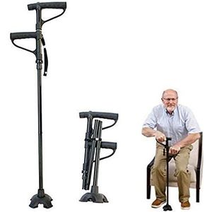 LED-wandelstok, opvouwbare wandelstok, wandelhulpmiddel Mobiliteitshulp opvouwbare wandelstok met opvouwbare zijhandgreep (zwart 84)