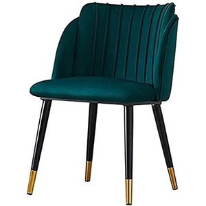 GEIRONV 1 stks moderne fluwelen eetkamerstoel, woonkamer fauteuil kantoor receptie stoel gestoffeerde rugleuning metalen poten eetkamerstoelen Eetstoelen (Color : Blue, Size : 49x47x80cm)