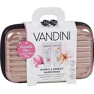 VANDINI Cadeauset met cosmetische case – Hydro & Energy Handcrème voor Normaal to Dry Skin – intensieve crèmecadeauset voor vrouwen met opbergtas – beautyset Body Care Set