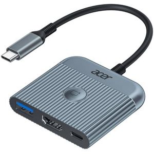acer USB C naar HDMI-adapter 4K@60Hz, 3-in-1-adapter met 100W PD, USB-A 3.0 5Gbps, multipoortadapter voor laptop, Dell XPS, Surface Pro, MacBook Pro/Air, Galaxy S25 Ultra