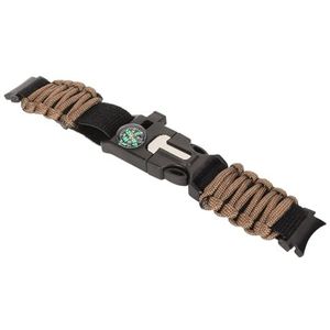 Paracord Horlogeband Stijlvol Verstelbaar Fluitje Fire Starter Kompas Nylon Armband voor Buitenactiviteiten (Bruin)