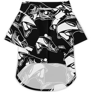 Snoekbaarzen Vis Cartoon Hond Hawaiiaanse Shirts Gedrukt T-shirt Strand Shirt Huisdier Kleding Outfit Tops M